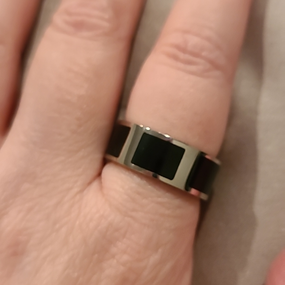Black and silver stainless steel ring unisex